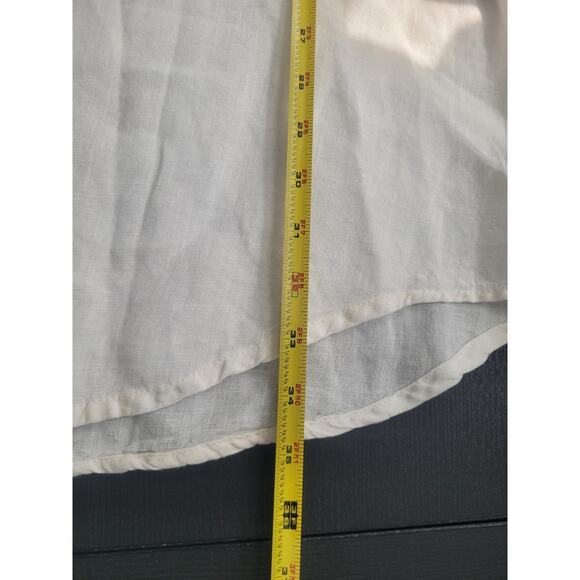 Antica Sartoria Beaded Embroidered Button Down Linen Tunic Size XL White Coastal - Picture 14 of 14